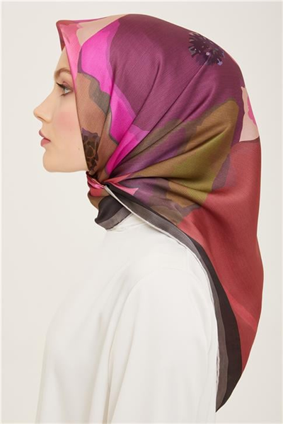 Armine Çiçek Desenli Twill İpek Eşarp 24Ya9145 2 36