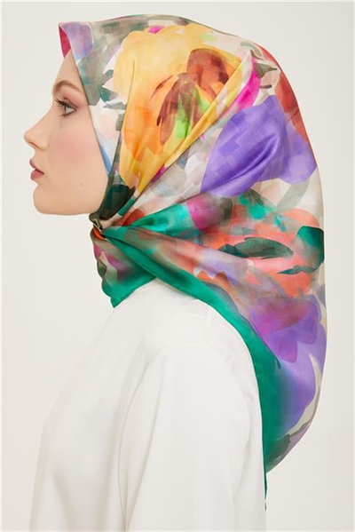 Armine Çiçek Desenli Twill İpek Eşarp 24Ya9103 81 81