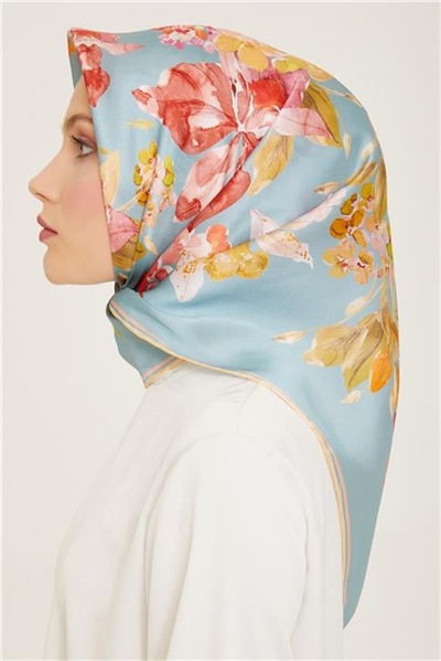 Armine Çiçek Desenli Twill İpek Eşarp 24Ya9127 51 53