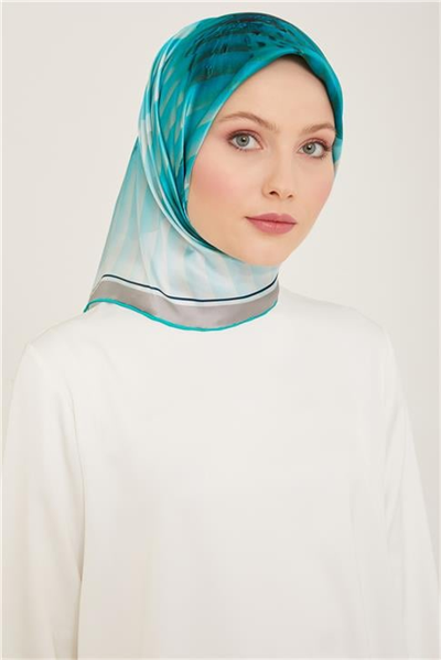 Armine Çiçek Desenli Twill İpek Eşarp 24Ya9100 87 34