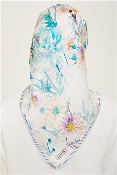 Armine Çiçek Desenli Twill İpek Eşarp 24Ya9129 36