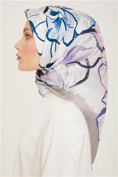 Armine Çiçek Desenli Twill İpek Eşarp 24Ya9110 5 35