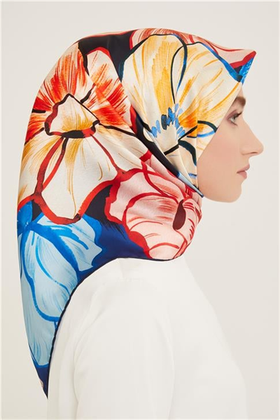 Armine Çiçek Desenli Twill İpek Eşarp 24Ya9110 5 38