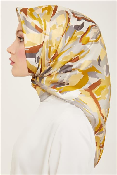 Armine Çiçek Desenli Twill İpek Eşarp 24Ya9140 51 36