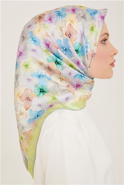 Armine Çiçek Desenli Twill İpek Eşarp 24Ya9108 83 82