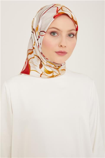 Armine Çiçek Desenli Twill İpek Eşarp 24Ya9110 5 82