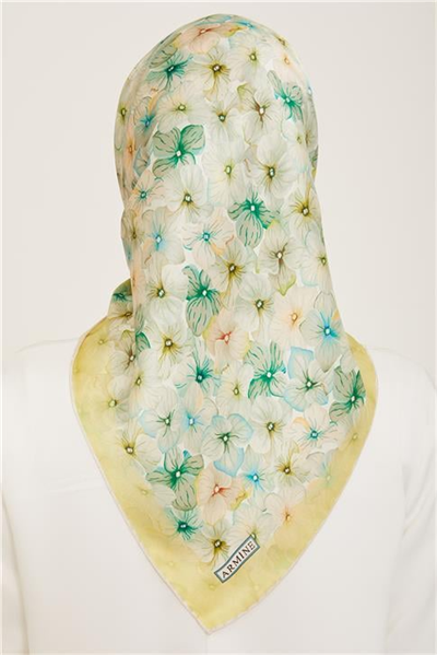 Armine Çiçek Desenli Twill İpek Eşarp 24Ya9108 83 02