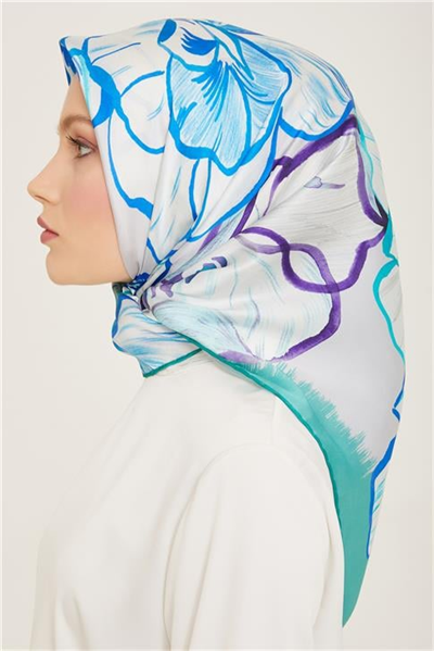 Armine Çiçek Desenli Twill İpek Eşarp 24Ya9110 5 53