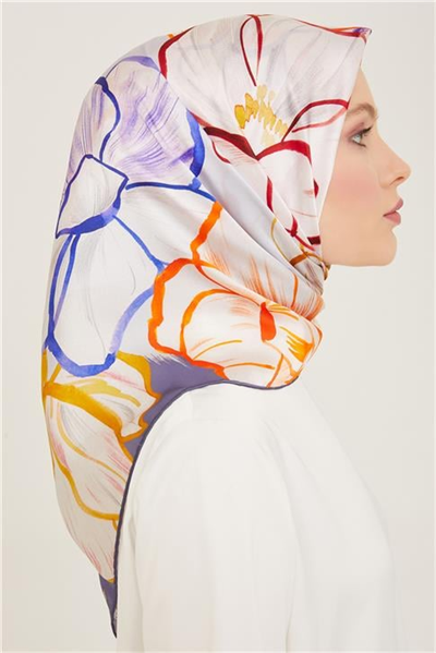 Armine Çiçek Desenli Twill İpek Eşarp 24Ya9110 5 09