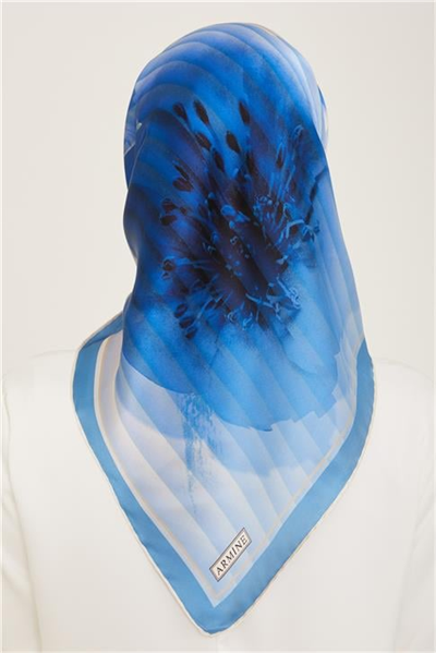 Armine Çiçek Desenli Twill İpek Eşarp 24Ya9100 87 87