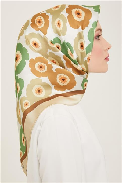 Armine Çiçek Desenli Twill İpek Eşarp 24Ya9106 54 35