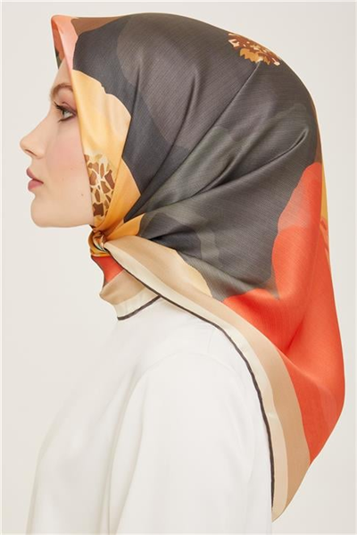 Armine Çiçek Desenli Twill İpek Eşarp 24Ya9145 2 04