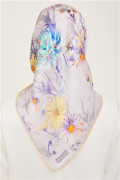 Armine Çiçek Desenli Twill İpek Eşarp 24Ya9129 85