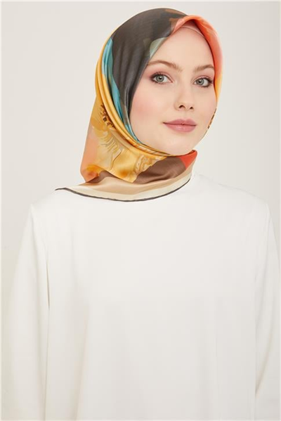 Armine Çiçek Desenli Twill İpek Eşarp 24Ya9145 2 04