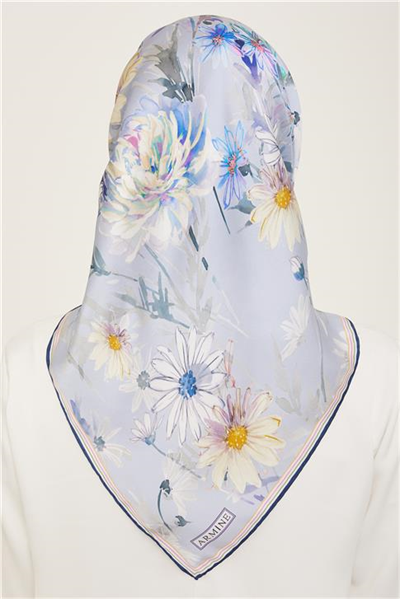 Armine Çiçek Desenli Twill İpek Eşarp 24Ya9129 02
