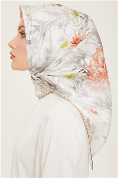 Armine Çiçek Desenli Twill İpek Eşarp 24Ya9129 37