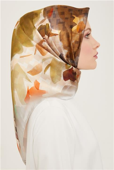 Armine Çiçek Desenli Twill İpek Eşarp 24Ya9103 81 84