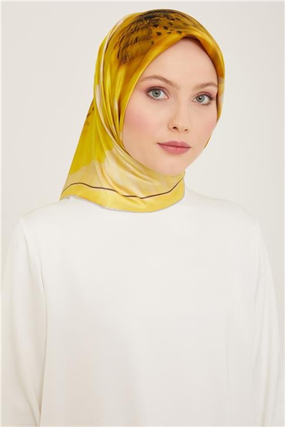 Armine Çiçek Desenli Twill İpek Eşarp 24Ya9100 87 86