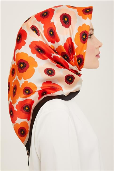 Armine Çiçek Desenli Twill İpek Eşarp 24Ya9106 54 04