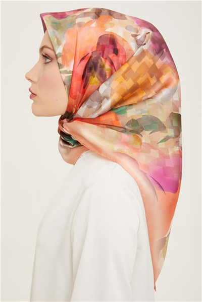 Armine Çiçek Desenli Twill İpek Eşarp 24Ya9103 81 34