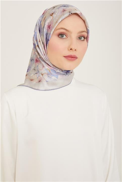 Armine Çiçek Desenli Twill İpek Eşarp 24Ya9108 83 21