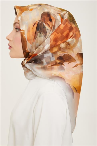 Armine Çiçek Desenli Twill İpek Eşarp 24Ya9103 81 84
