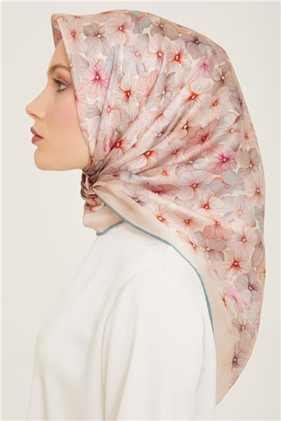 Armine Çiçek Desenli Twill İpek Eşarp 24Ya9108 83 25