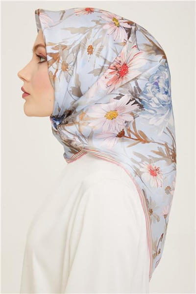 Armine Çiçek Desenli Twill İpek Eşarp 24Ya9129 07