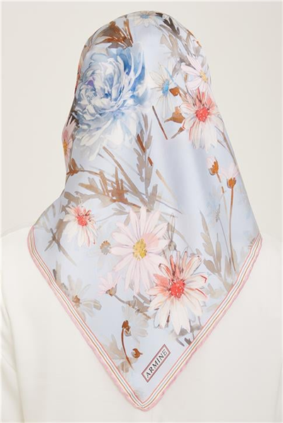 Armine Çiçek Desenli Twill İpek Eşarp 24Ya9129 07