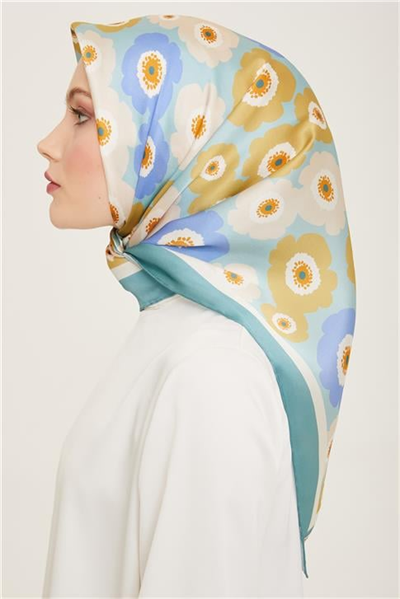 Armine Çiçek Desenli Twill İpek Eşarp 24Ya9106 54 02