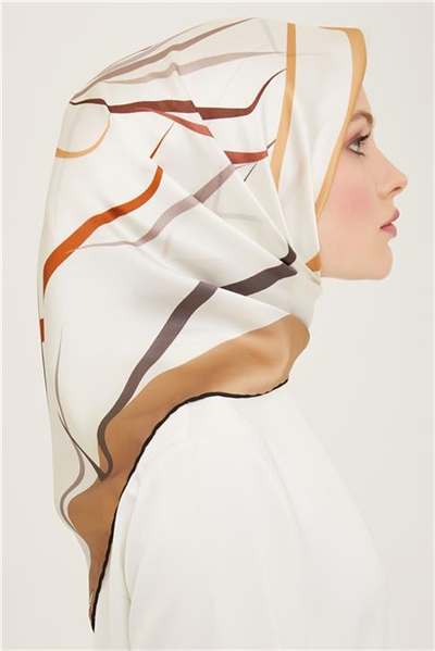 Armine Çiçek Desenli Twill İpek Eşarp 24Ya9115 31 82