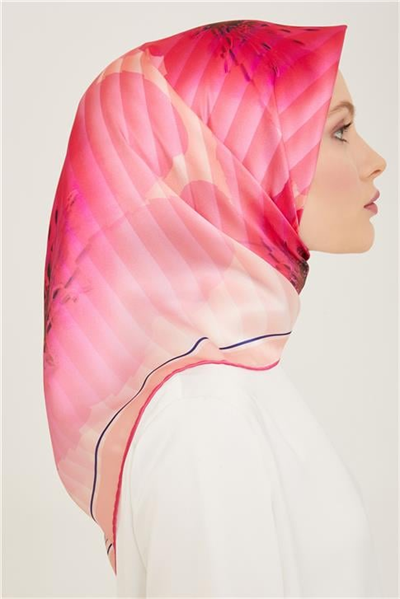 Armine Çiçek Desenli Twill İpek Eşarp 24Ya9100 87 33
