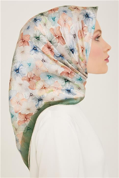 Armine Çiçek Desenli Twill İpek Eşarp 24Ya9108 83 84
