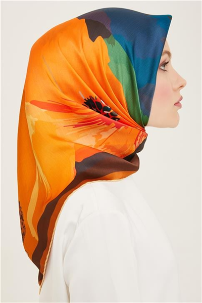 Armine Çiçek Desenli Twill İpek Eşarp 24Ya9145 2 09