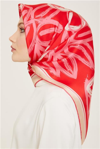 Armine Çiçek Desenli Twill İpek Eşarp 24Ya9123 5 81