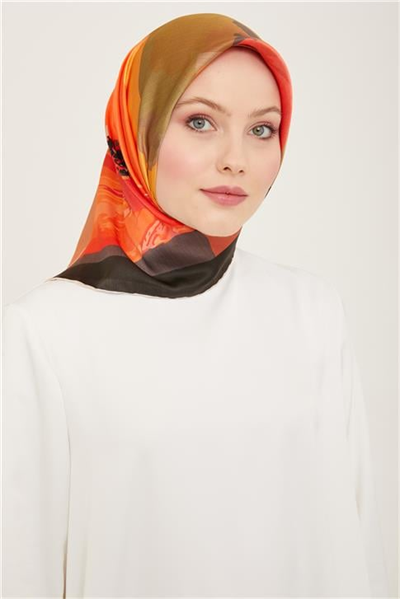 Armine Çiçek Desenli Twill İpek Eşarp 24Ya9145 2 34