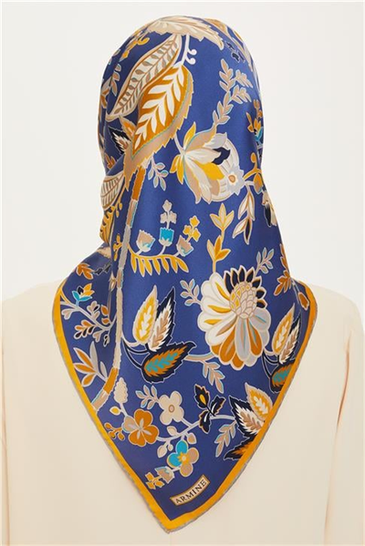 Armine Çiçek Desenli Twill Saf İpek Eşarp 9227D 83