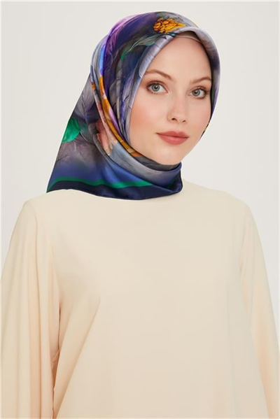 Armine Çiçek Desenli Twill Saf İpek Eşarp 9211D 80