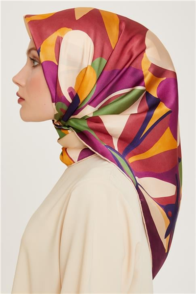 Armine Çiçek Desenli Twill Saf İpek Eşarp 9200D 07