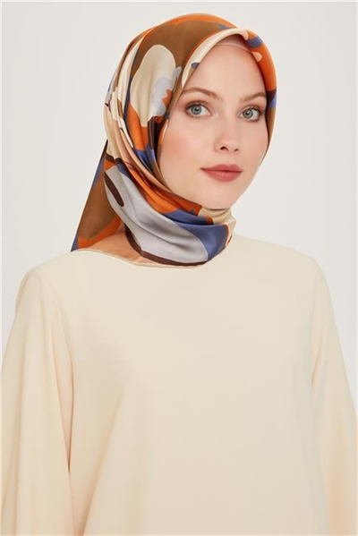 Armine Çiçek Desenli Twill Saf İpek Eşarp 9200D 33