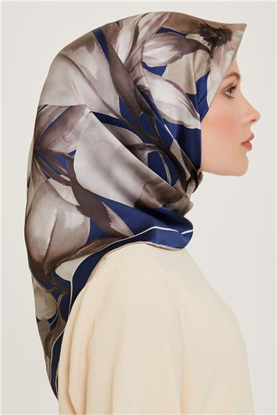 Armine Çiçek Desenli Twill Saf İpek Eşarp 9205D 31