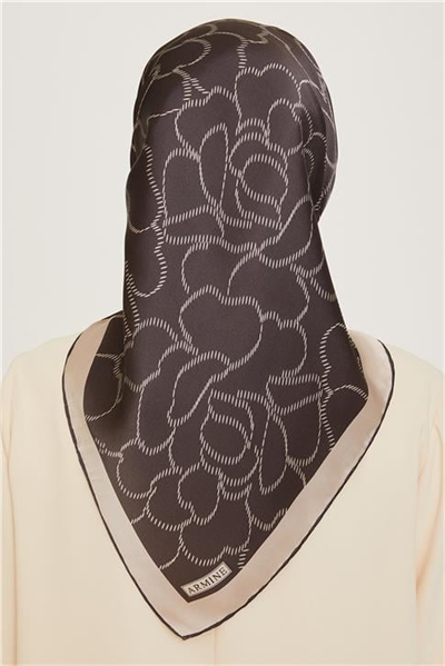 Armine Çiçek Desenli Twill Saf İpek Eşarp 9222D 87