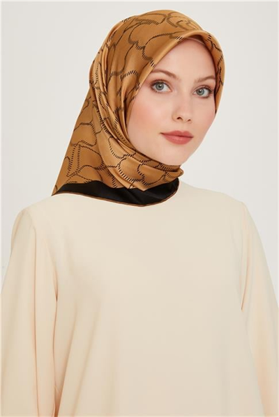 Armine Çiçek Desenli Twill Saf İpek Eşarp 9222D 01