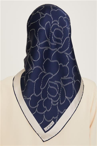 Armine Çiçek Desenli Twill Saf İpek Eşarp 9222D 83