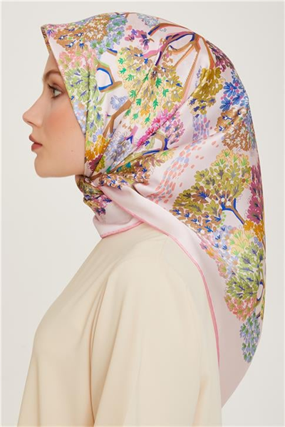 Armine Çiçek Desenli Twill Saf İpek Eşarp 9209D 04