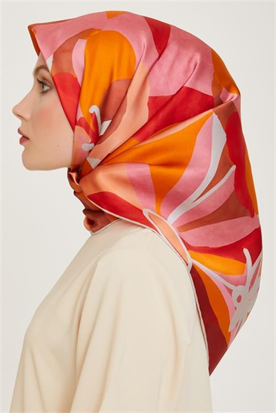 Armine Çiçek Desenli Twill Saf İpek Eşarp 9200D 50