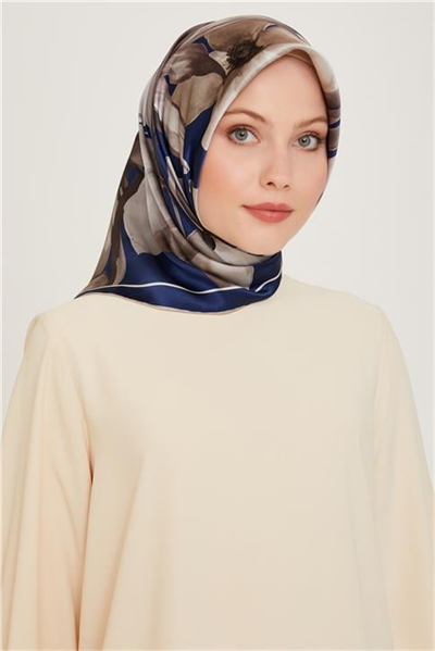 Armine Çiçek Desenli Twill Saf İpek Eşarp 9205D 31