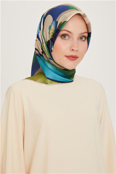 Armine Çiçek Desenli Twill Saf İpek Eşarp 9200D 02