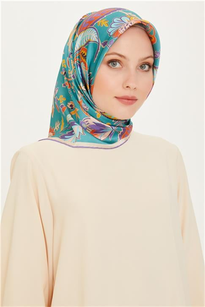 Armine Çiçek Desenli Twill Saf İpek Eşarp 9227D 33