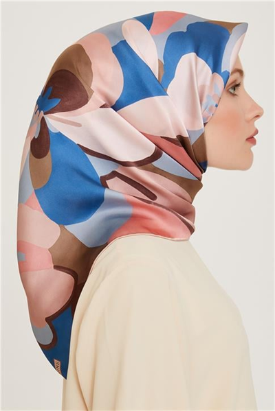 Armine Çiçek Desenli Twill Saf İpek Eşarp 9200D 32